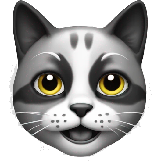 crazy cat black and white emoji
