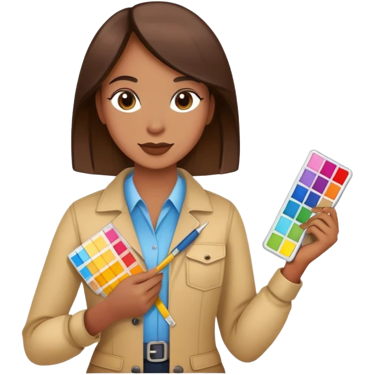 Interior designer with color swatches and measuring tape emoji