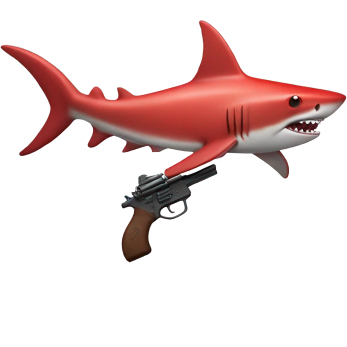 red shark with guns emoji