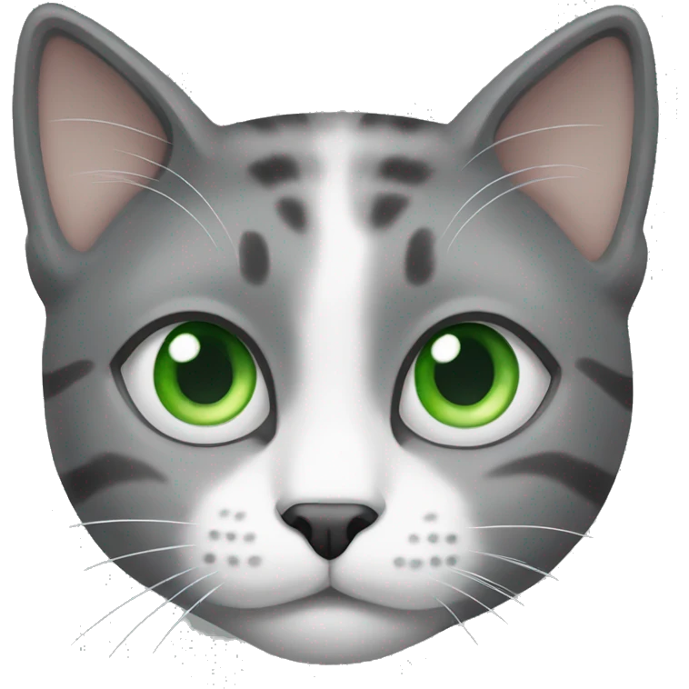 Grey and White cat Green eyes  emoji