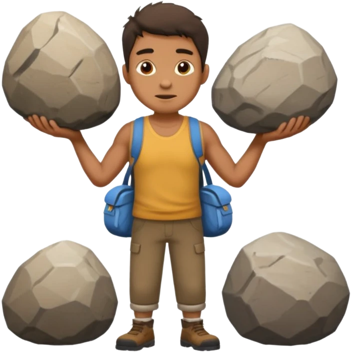 Guy carrying 3 rocks emoji