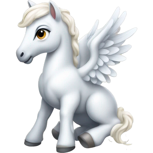 White crème Baby Pegasus sitting  emoji