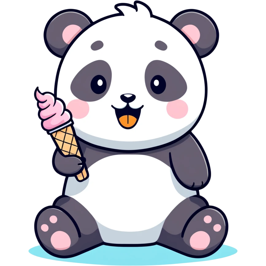 Panda eating ice cream emoji