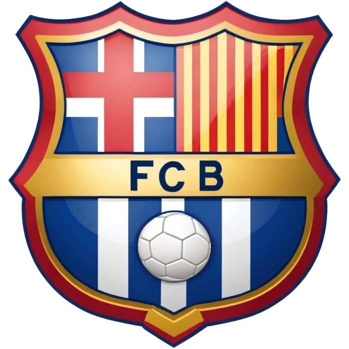 FC Barcelona logo, shield with blue and red stripes, football club emblem emoji