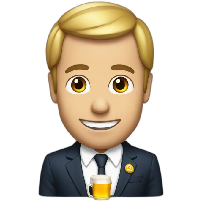 Macron with beer emoji