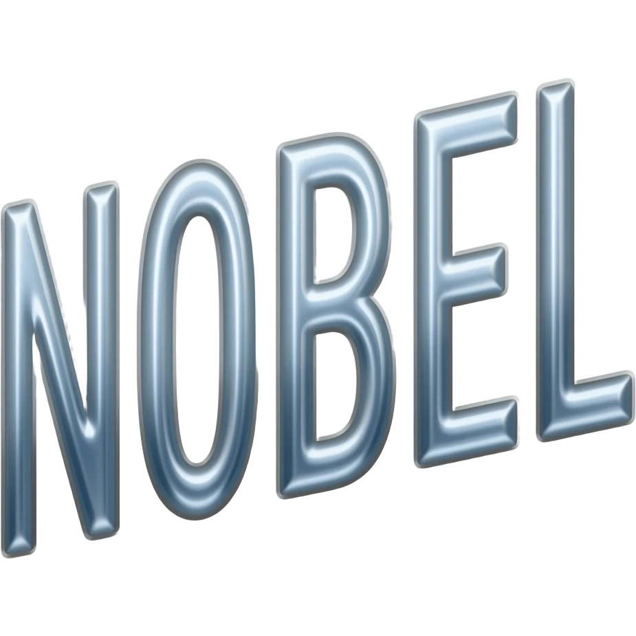typography for the name NOBEL. Color metallic blue emoji