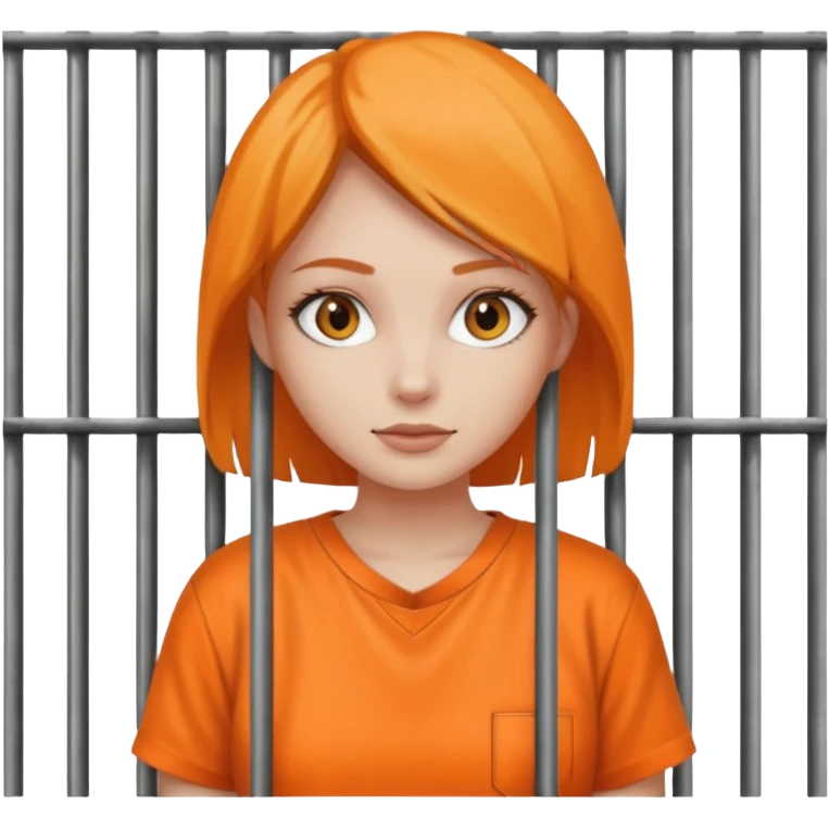 prisoner woman in orange clothing in front of bars emoji