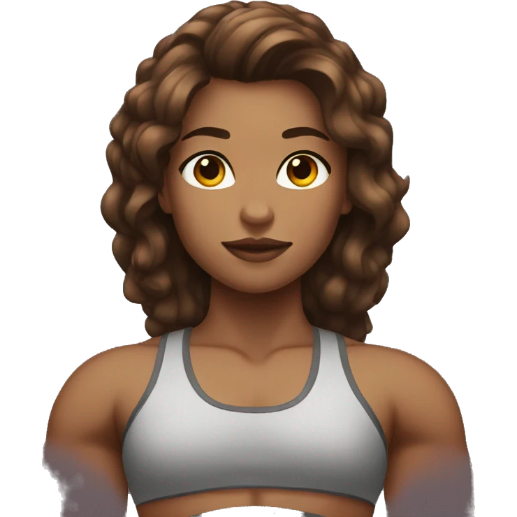 Strong muscle girl brown hair emoji