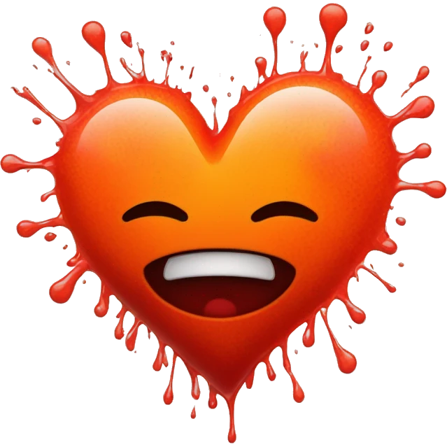 bleeding red heart glowing red-orange with splatter emoji