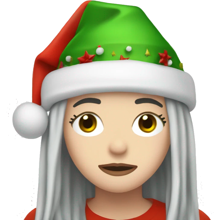 Billie Eilish with a Christmas hat emoji