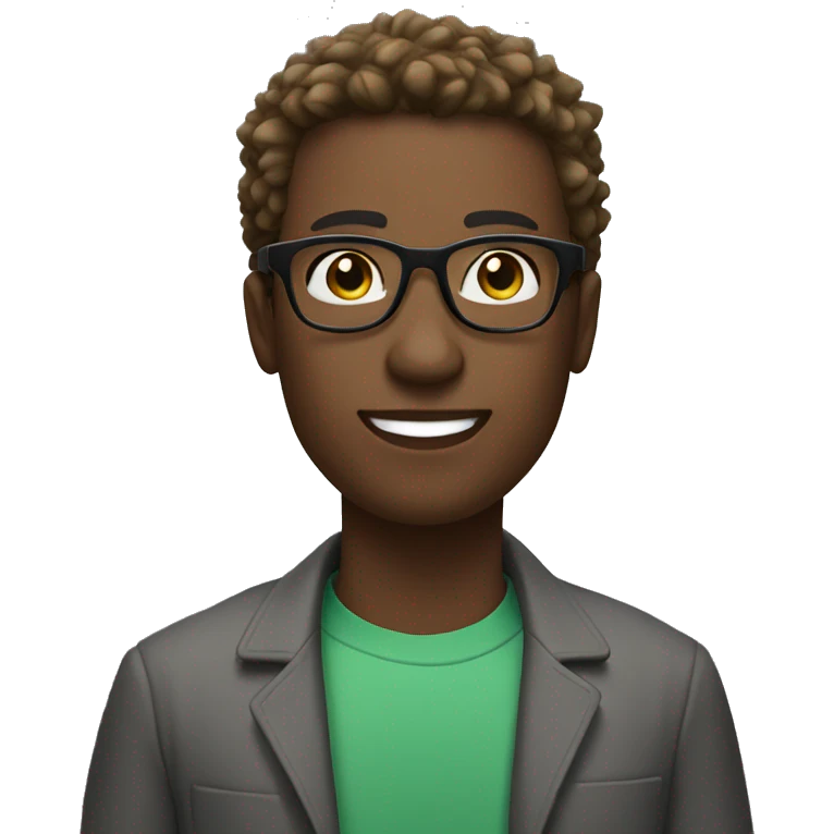 black male with spikey hair and glasses and white female with brown wavy hair , green eyes and glasses emoji