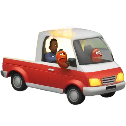 Driving away from fire emoji