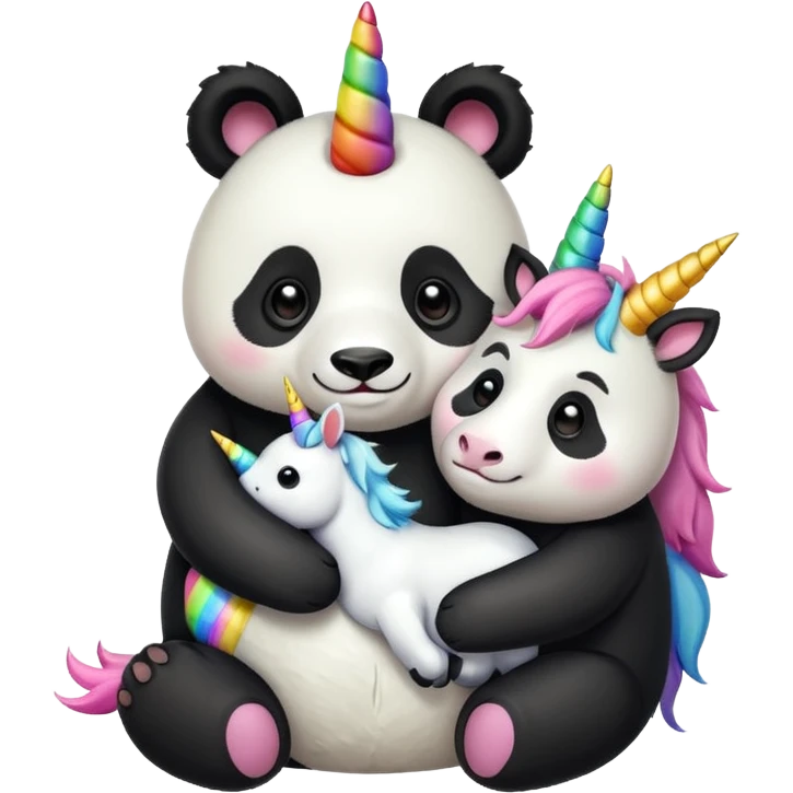 Panda hugging a unicorn emoji
