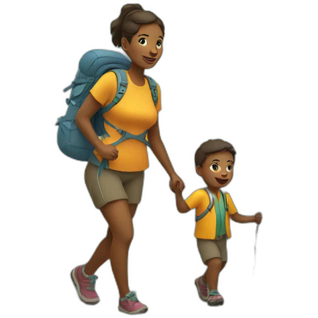 Mom hiking With baby emoji
