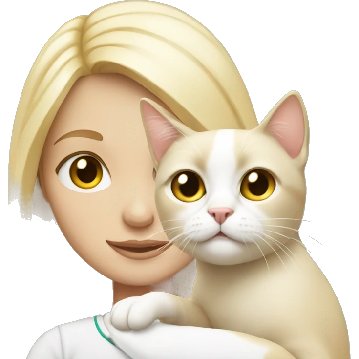 blonde girl with a white cat emoji
