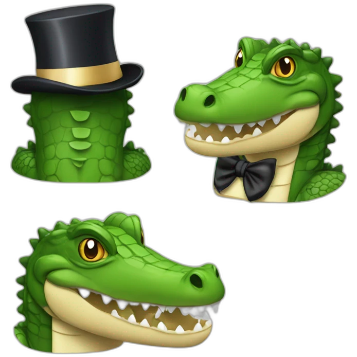 Crocodile with top hat iOS emoji emoji