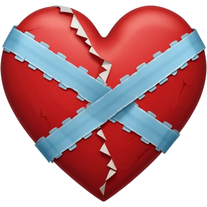 a dark red broken heart taped emoji