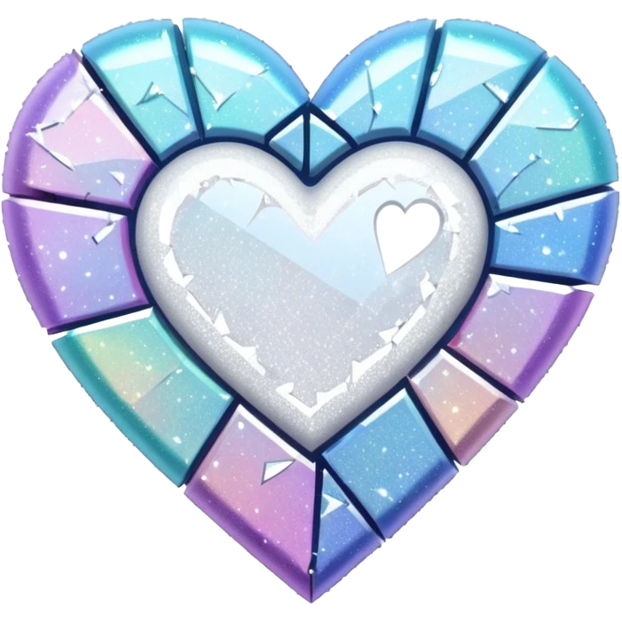 coração partido glitter branco emoji
