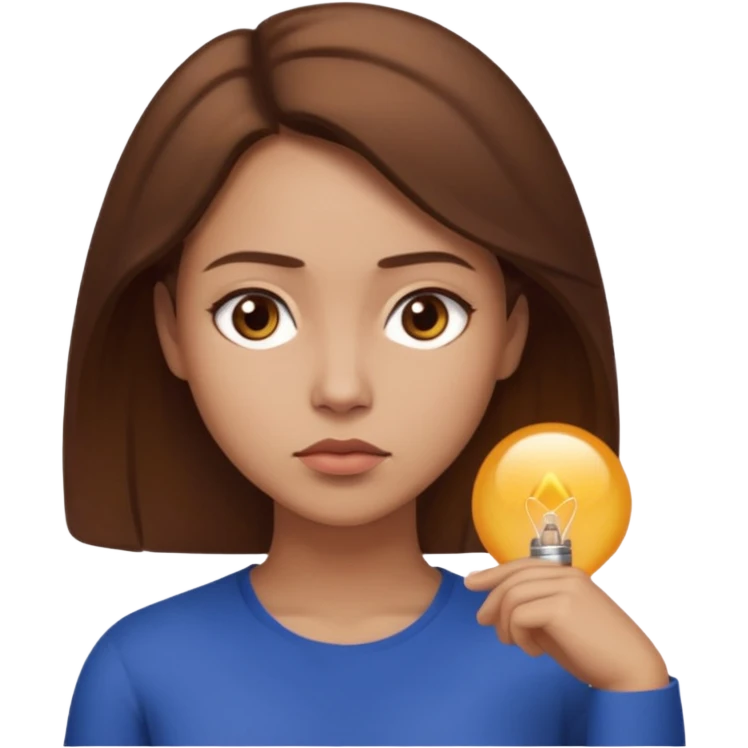 문제에 대해서 심각하게 고민하고 있는 여자. 상반신까지만 만들어줘. 배경은 투명하게 emoji