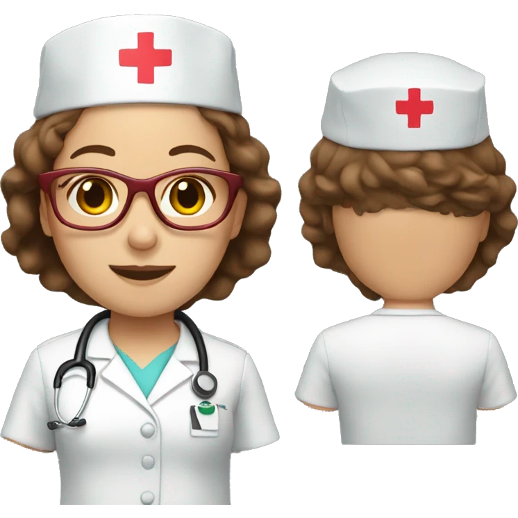 Nurse with brown hair and red glasses  emoji