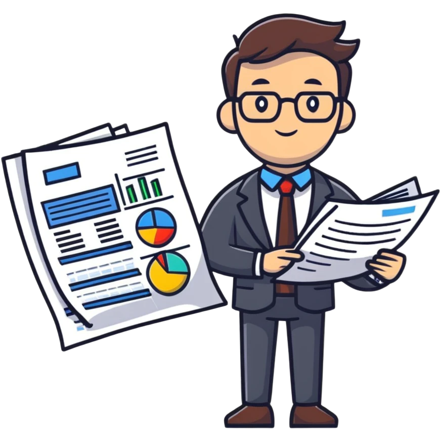 professional male accountant working with financial documents emoji