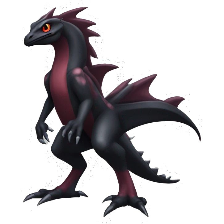 cool edgy black and maroon Dark-type nargacuga Salazzle  Salandite Pokémon full body emoji