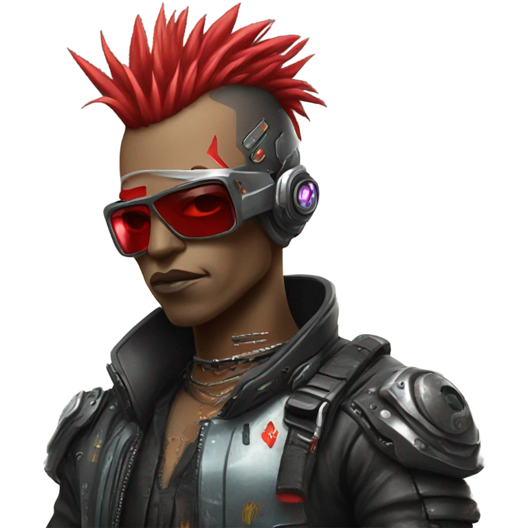cyberpunk cyborg rockstar with red mohawk emoji