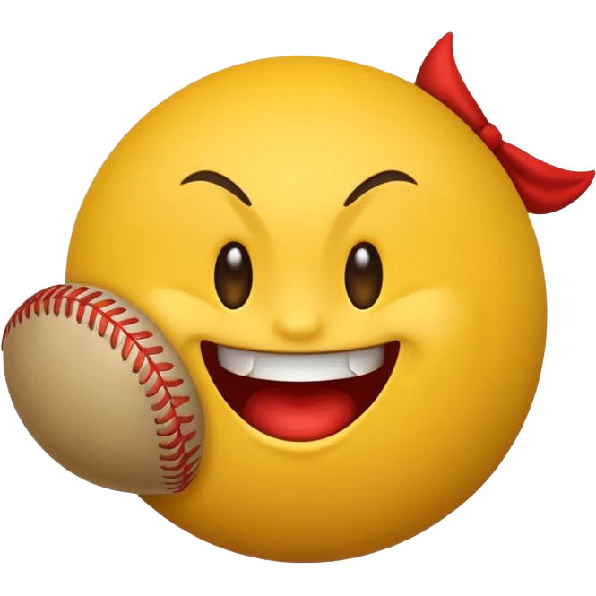 I want a emoji of a emoji with a evil smile throwing a baseball very hard emoji
