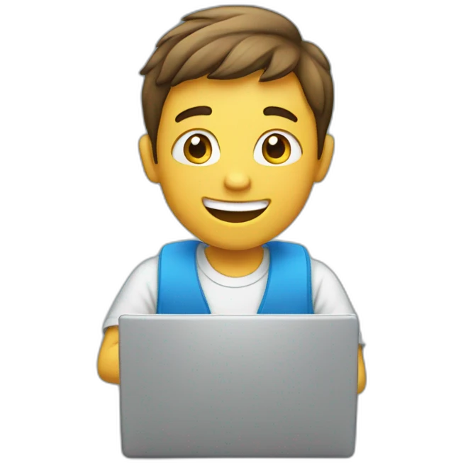 happy Boy using laptop  emoji