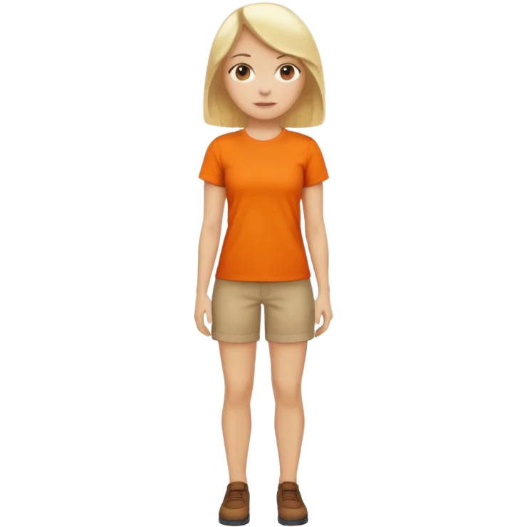 woman with blond hair standing showing full body with orange shirt emoji