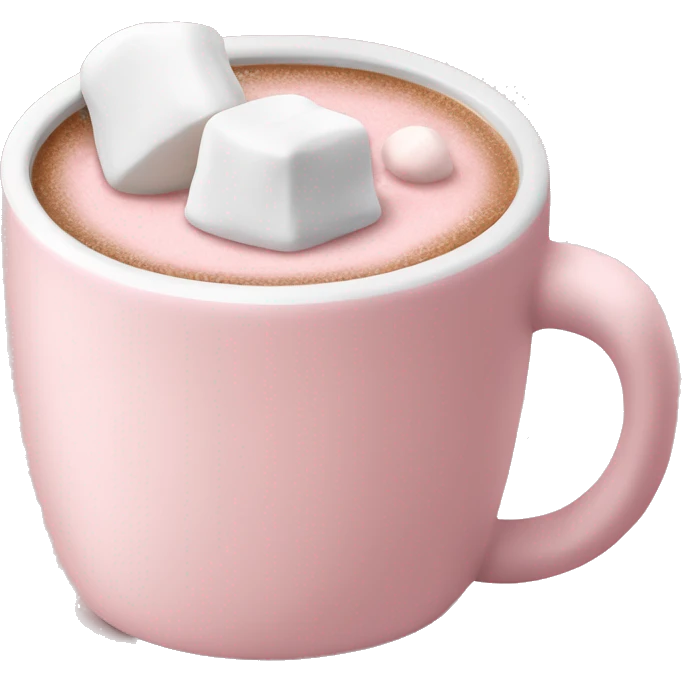 Light Pink mug of hot chocolate with marshmallows  emoji