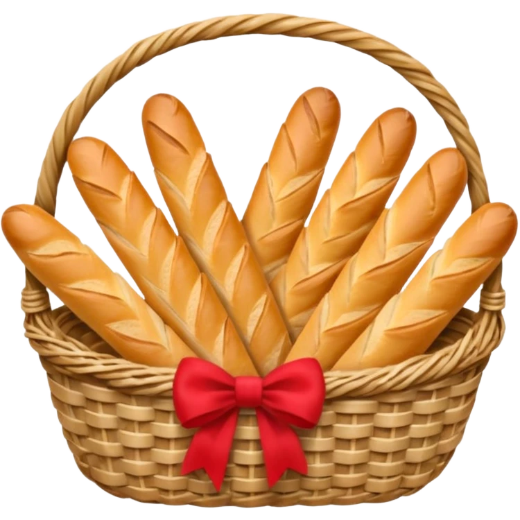 Basket of baguettes with bow emoji