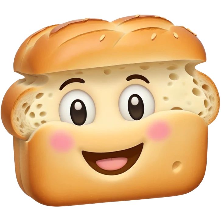 French bread with a happy face emoji