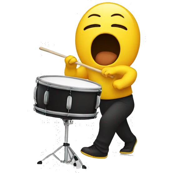 Yellow crying out loud emoji playing the drum emoji
