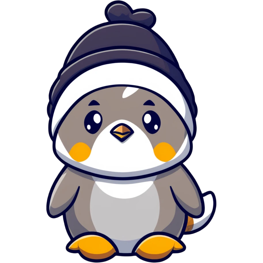 cute dog wearing a penguin-shaped hat emoji