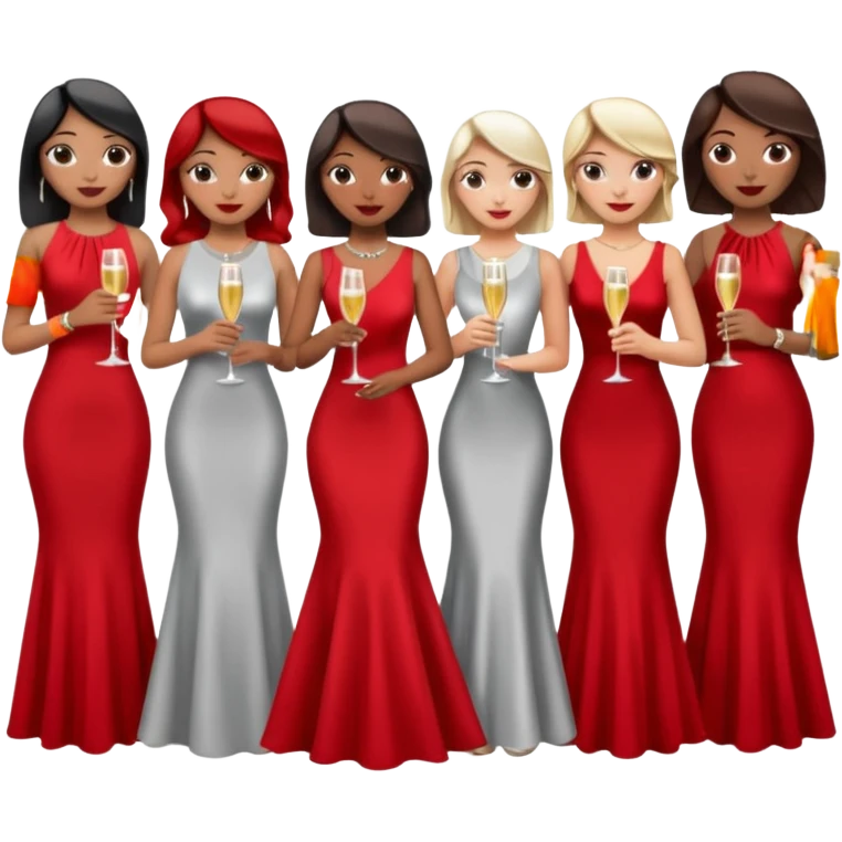 listening party people who only wearing red and silver dress code emoji