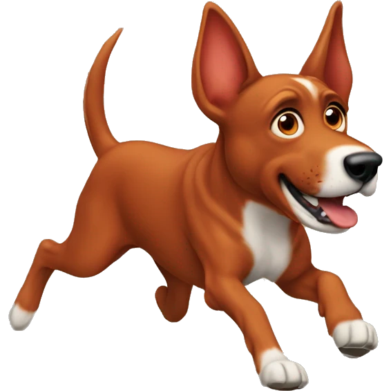 solid red dog with pointed ears running emoji