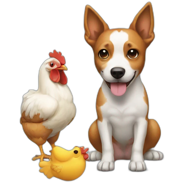 Dog's play with chiken emoji