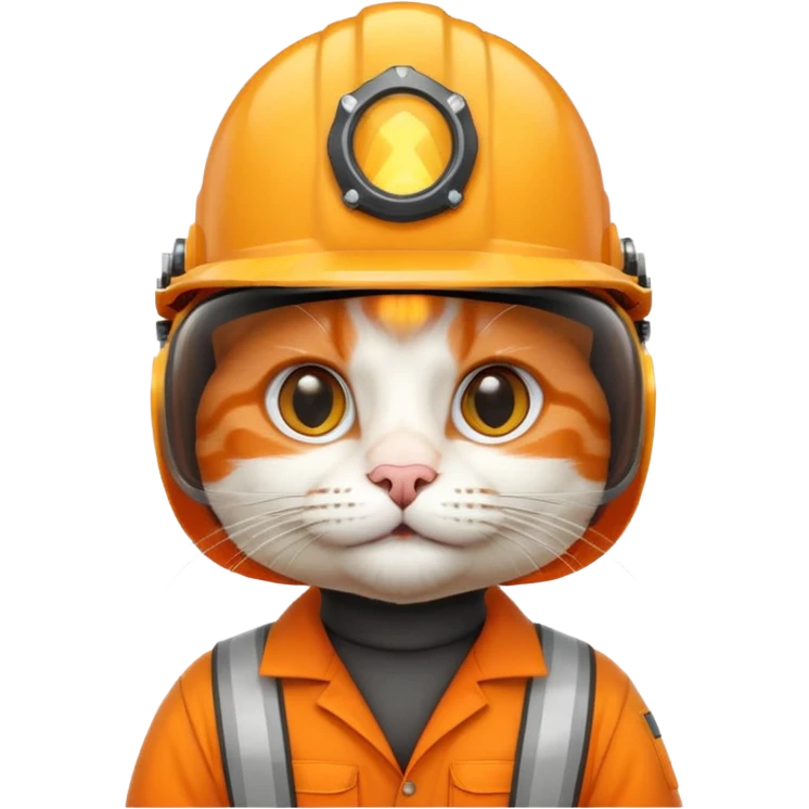 Gato naranja con casco de ingeniero emoji