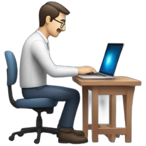 Hombre escribiendo en laptop usando Inteligencia artificial CHATGPT emoji