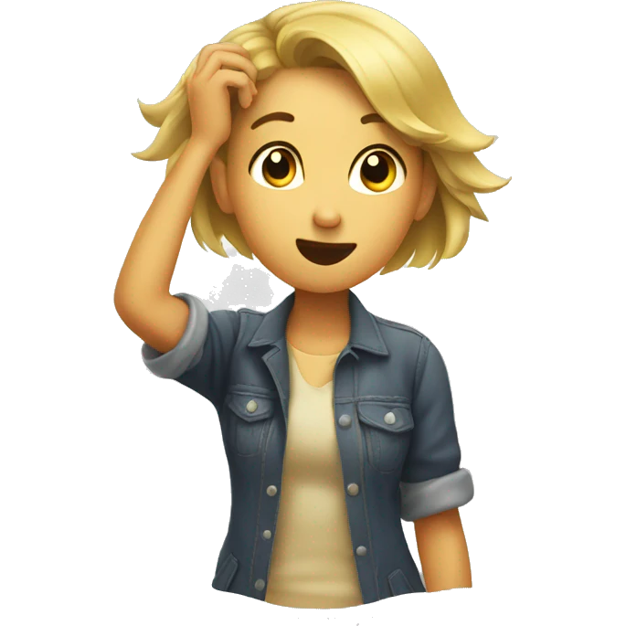 A girl scratching her head.. thinking emoji