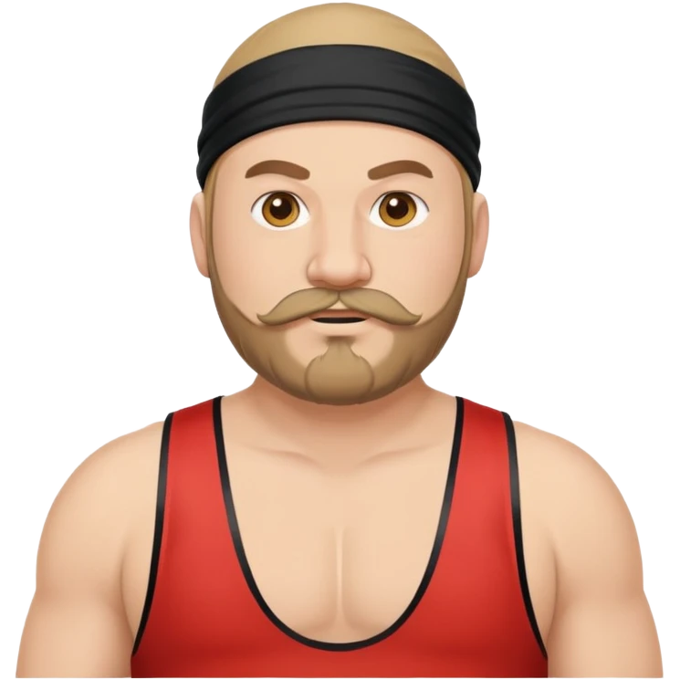 White skin fat guy with black durag, beard and mustache in wrestling singlet emoji