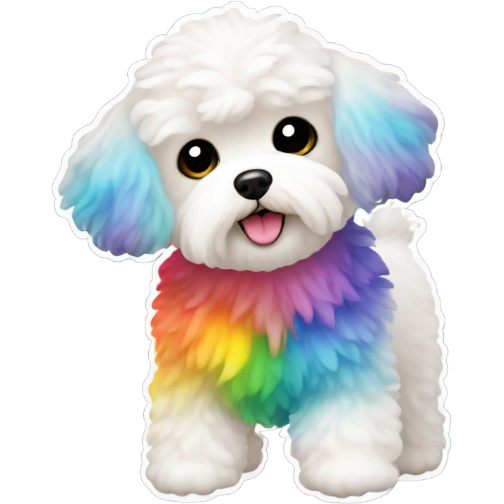 White maltipoo with a rainbow tail  emoji