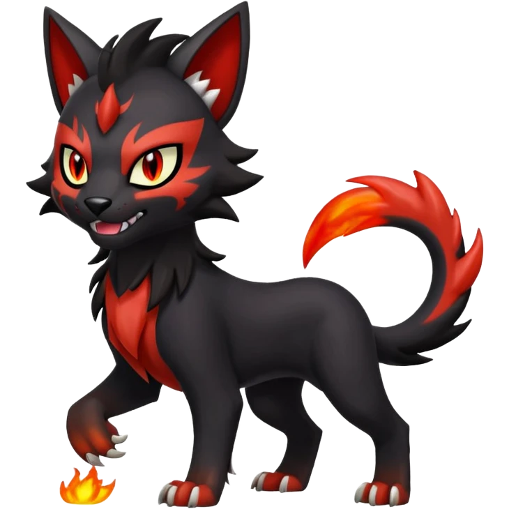 Feisty Spicy Fiery Angry Growling Sour Creamy Evil Liepard-Houndour-Sprigatito-Litten-Pokémon-fusion-creature (full body) emoji
