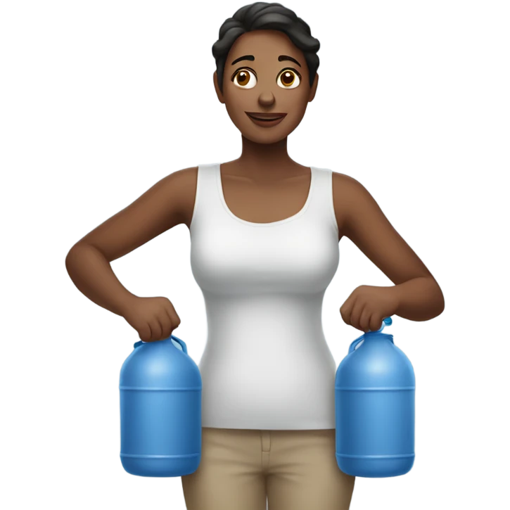Woman holding two big gallons emoji
