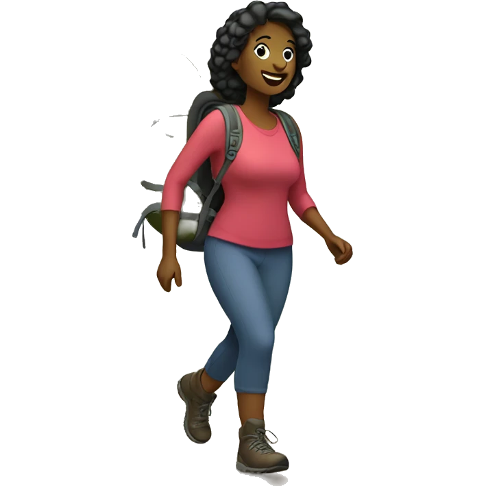 Woman hiking in woods emoji