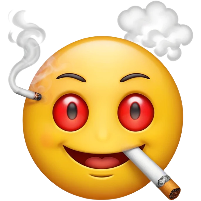 Happy emoji smoking with red eyes  emoji