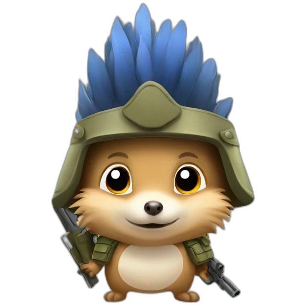 hedgehog as soldier emoji
