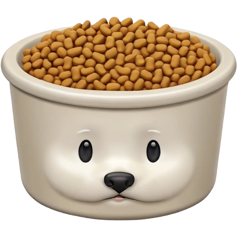 pet food bowl with, the food is piled on top of the bowl where it is so full emoji
