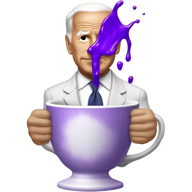 biden with purple liquid spilling in white cup emoji